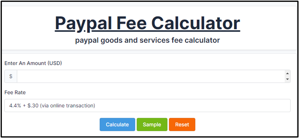 Calculadora de taxas do PayPal
